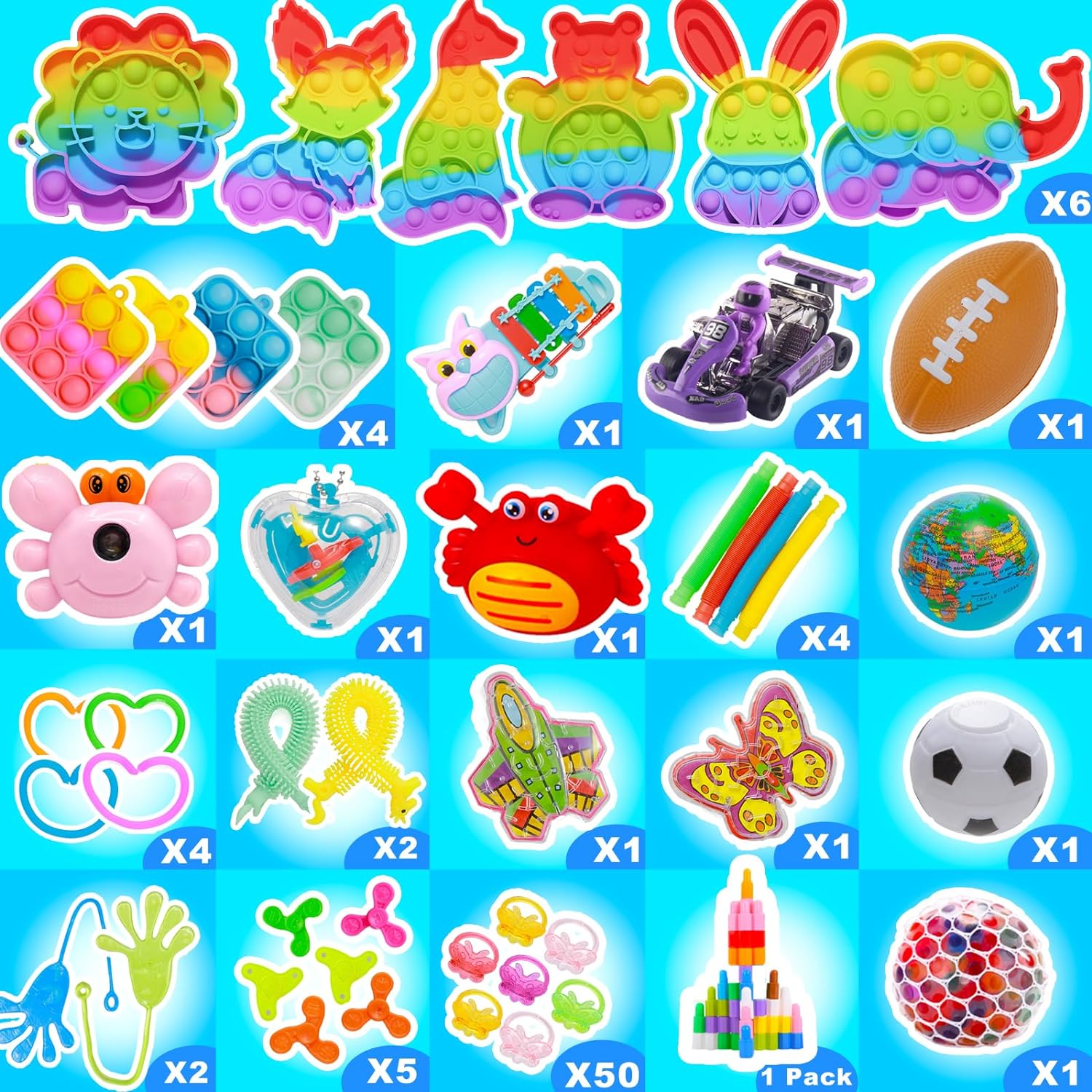 Skiennix Kids Party Favors - 1000 Pcs Fidget Toys Pack for Stress Relief | Ideal for Carnival & Classroom Prizes