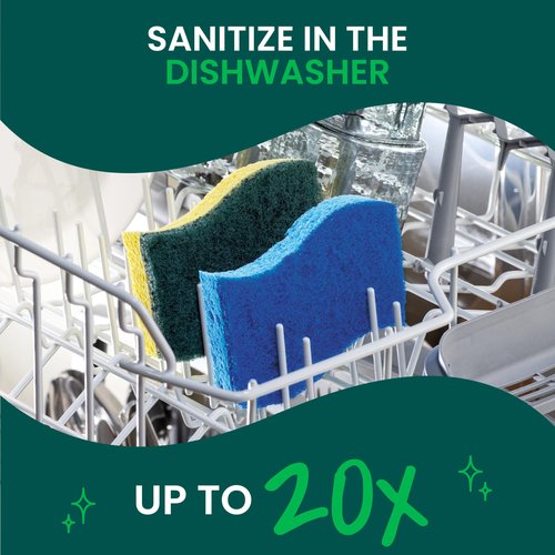 Scotch-Brite Zero Scratch Scrub Sponge, 12 Kitchen Sponges for Cleaning Around the Home, Bathroom & More, Effective + Gentle Dish Scrubber, Best for Nonstick Pots and Pans, Safe on Most Surfaces