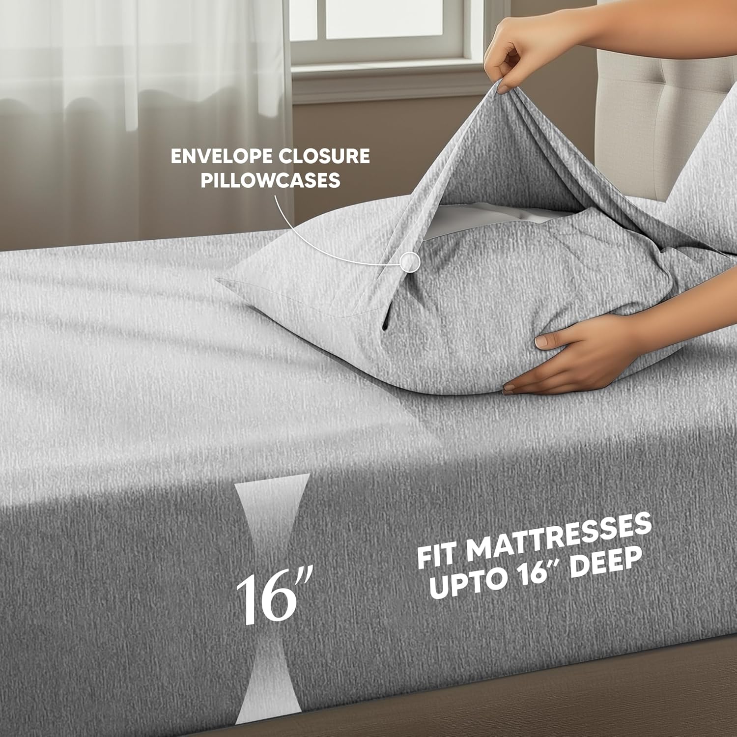 Utopia Bedding King Size Sheet Set - Soft, Breathable Microfiber | 4-Piece in Heather Grey