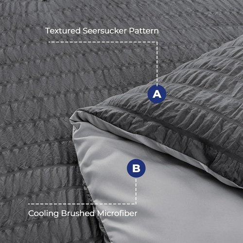 HYMOKEGE King Size Comforter Set - 7-Piece All-Season Luxury Bedding in Dark Grey/Light Grey