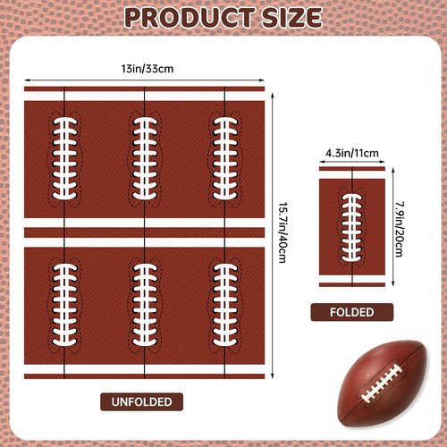 50 Pack Football Napkins Party Supplies - Rectangle Rugby Pattern Napkin Bulk, 3-Ply Brown Disposable Paper Hand Towels Napkins Set for Football Game Day Tailgate Party Favors Table Decorations