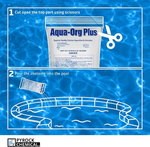 Aqua Org Plus Pool Shock - 65% Granular Calcium Hypochlorite - 24-Pack of 1 lb Bags for Pools & Spas