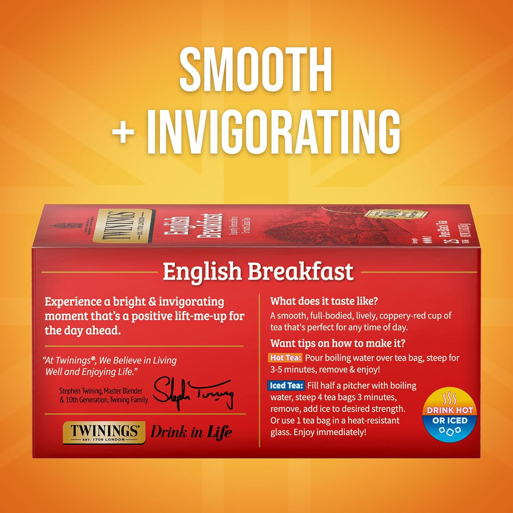 Twinings English Breakfast Black Tea - Flavorful & Robust Caffeinated Tea Bags | 150 Individually Wrapped Bags