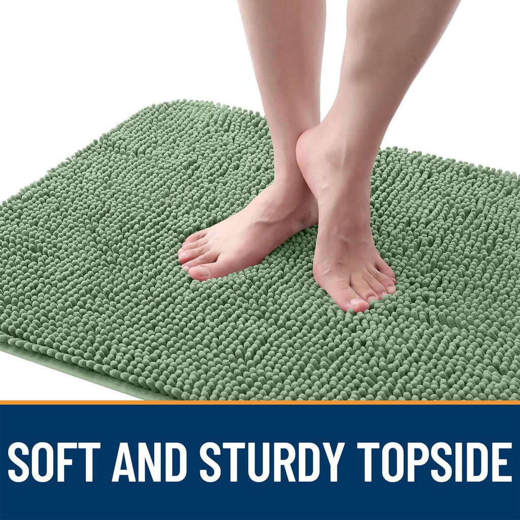 OLANLY Dog Door Mat - Absorbent Non-Slip Mud Mat for Indoor Use | 47x24, Quick Dry Chenille, Olive Green