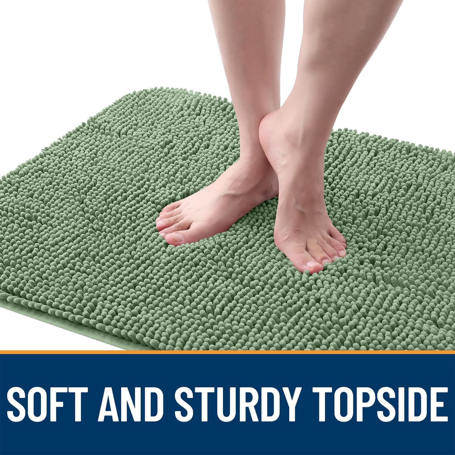OLANLY Dog Door Mat - Absorbent Non-Slip Mud Mat for Indoor Use | 47x24, Quick Dry Chenille, Olive Green