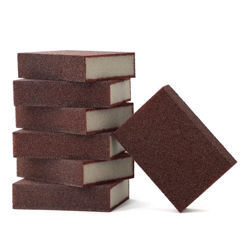 garvonti Magic Carborundum Sponge, 6pcs with 1 Handle Rust Foam Cleaning Eraser for Pots, Pans, Sink, Grill, Household Cleaning Emery Sponges for Kitchen, Bathroom