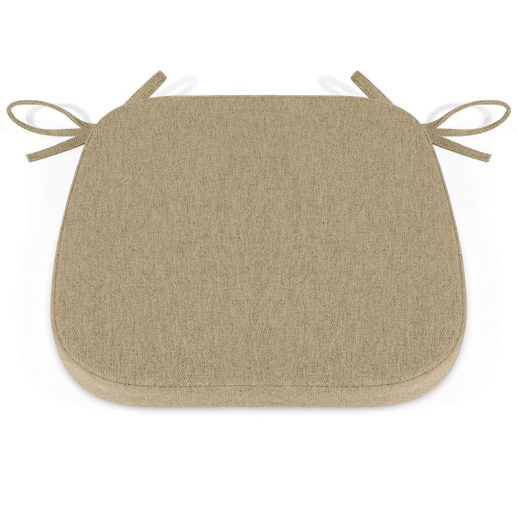 Shinnwa Dining Chair Cushions, Non Slip Seat Cushions for Kitchen Chairs with Ties, 15 x 15.5 inches, Natural Linen