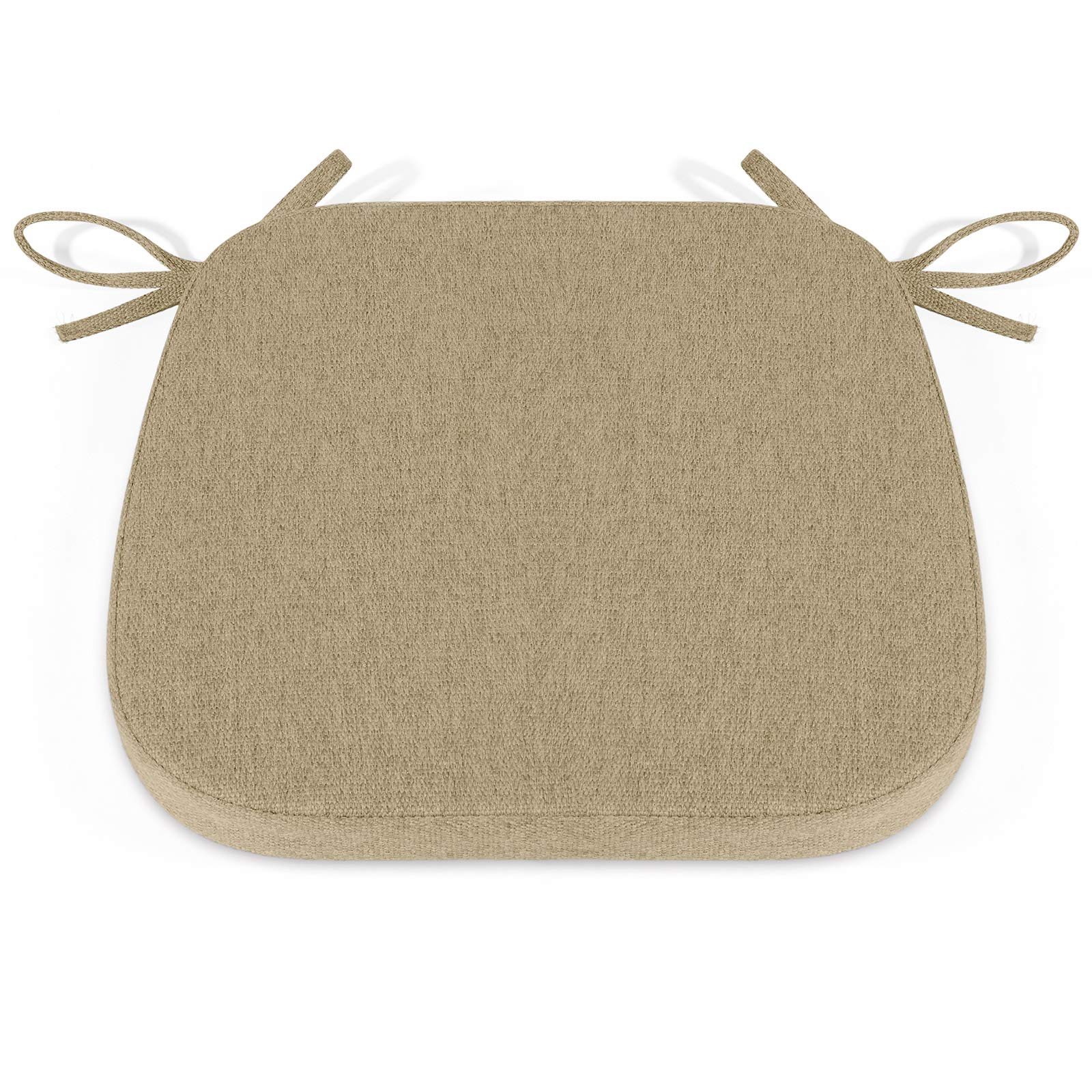 Shinnwa Dining Chair Cushions, Non Slip Seat Cushions for Kitchen Chairs with Ties, 15 x 15.5 inches, Natural Linen