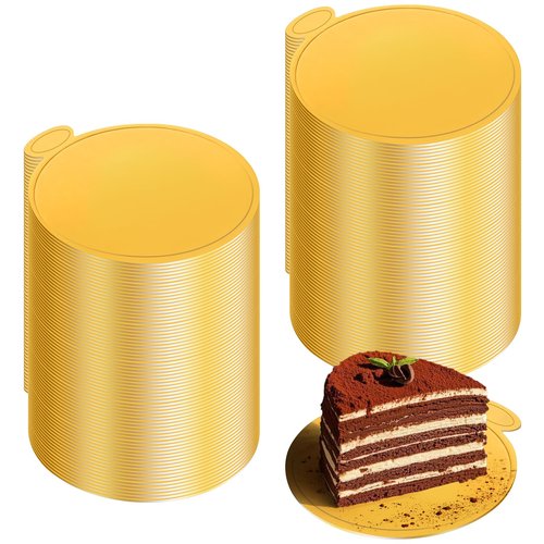 KintKita Mini Cake Boards Round 120 PCS, 3.15 Inch Cake Cardboard Dessert Plates Disposable, Platos Para Mini Flan Mousse Cupcake Base for Baking Display, Wedding & Birthday