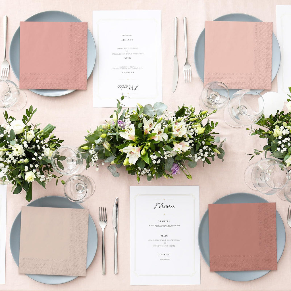 Whaline 120Pcs Dusty Pink Cocktail Napkin 6 Gradient Color Paper Napkins Pink Nude Milky White Disposable Dinner Napkins for Mother's Day Wedding Baby Shower Supplies