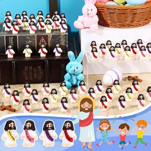 Bememo 100 Pcs Jesus Figures - Original Design Rubber Pocket Toys for Sunday School & Gifts | Bright Colors