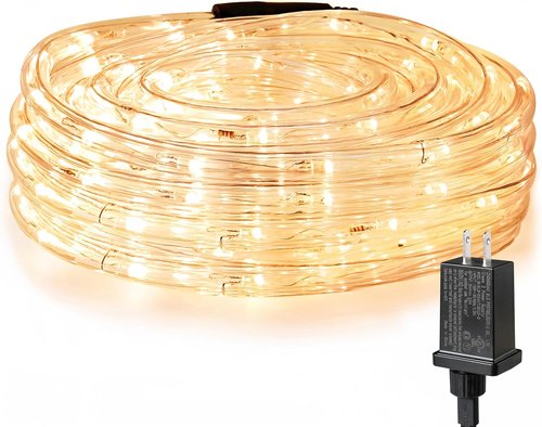 LE 33ft LED Rope Lights - 240 Warm White Lights, Waterproof & Connectable for Outdoor Use