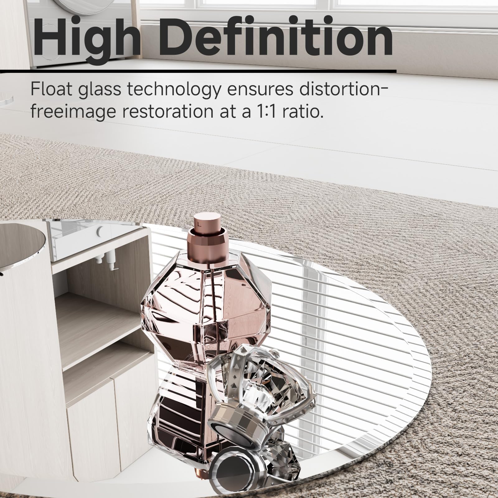 Luxbaro 24x36 Inch Frameless Oval Bathroom Mirror, Bathroom Mirror for Over Sink, Beveled and Polished, Decorative Wall Mirror for Bathroom, Bedroom, Vanity, Entryway, Modern & Elegant Look