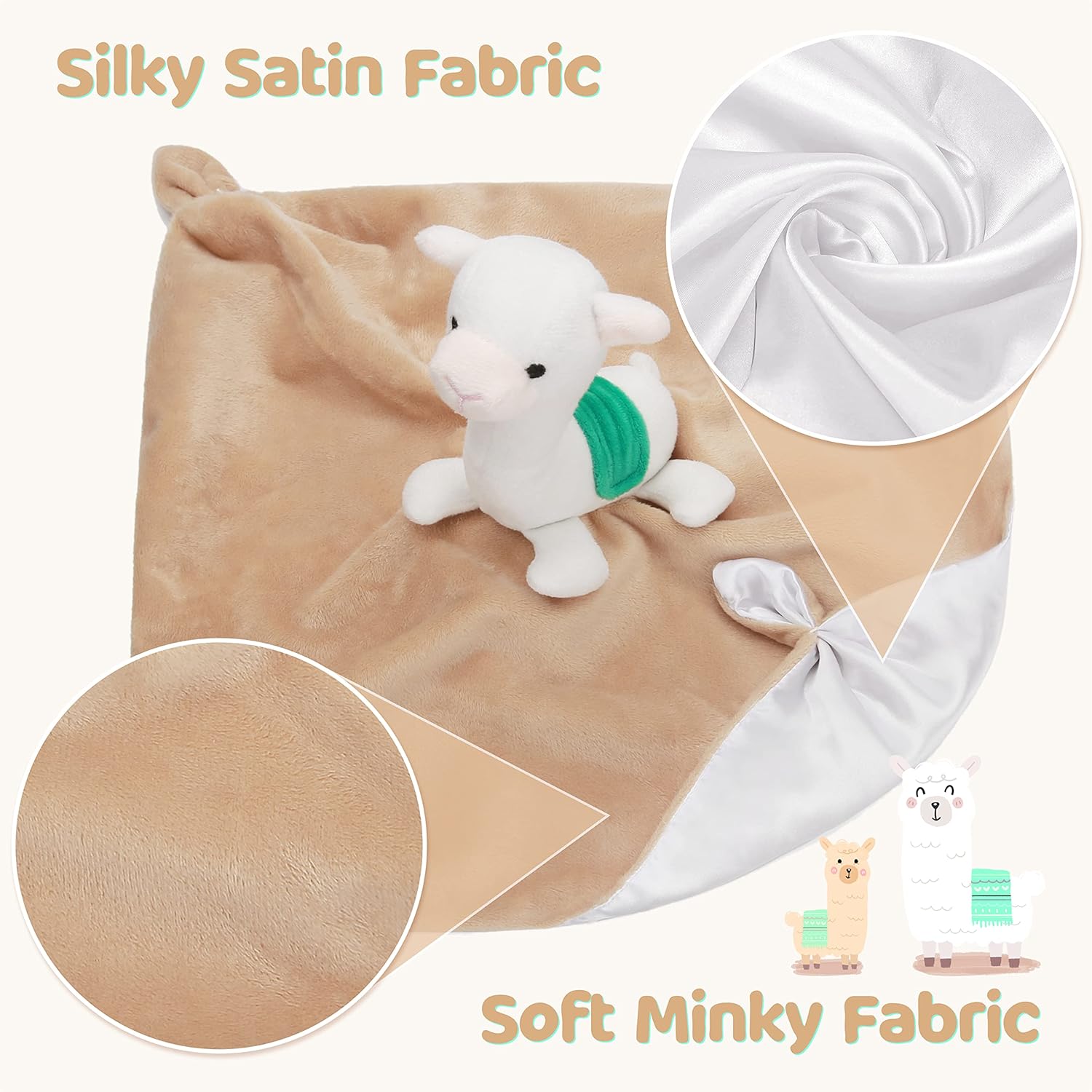 Pro Goleem Llama Security Blanket - Soft Lovey for Babies | 14-Inch Infant Snuggle Toy