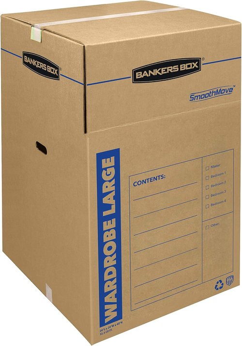 Bankers Box Tall Wardrobe Box - 3 Pack | Spacious 24" x 24" x 40" Storage Solution