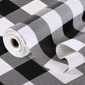 Shelf Drawer Liner for Kitchen Cabinets Non-Adhesive Non-Slip, Hide Stains & Scratches, Strong Grip Thickened Gingham Cabinet Liners for Shelves, Dresser, Cupboard, Pantry, Black/White, 23.6In x 30FT