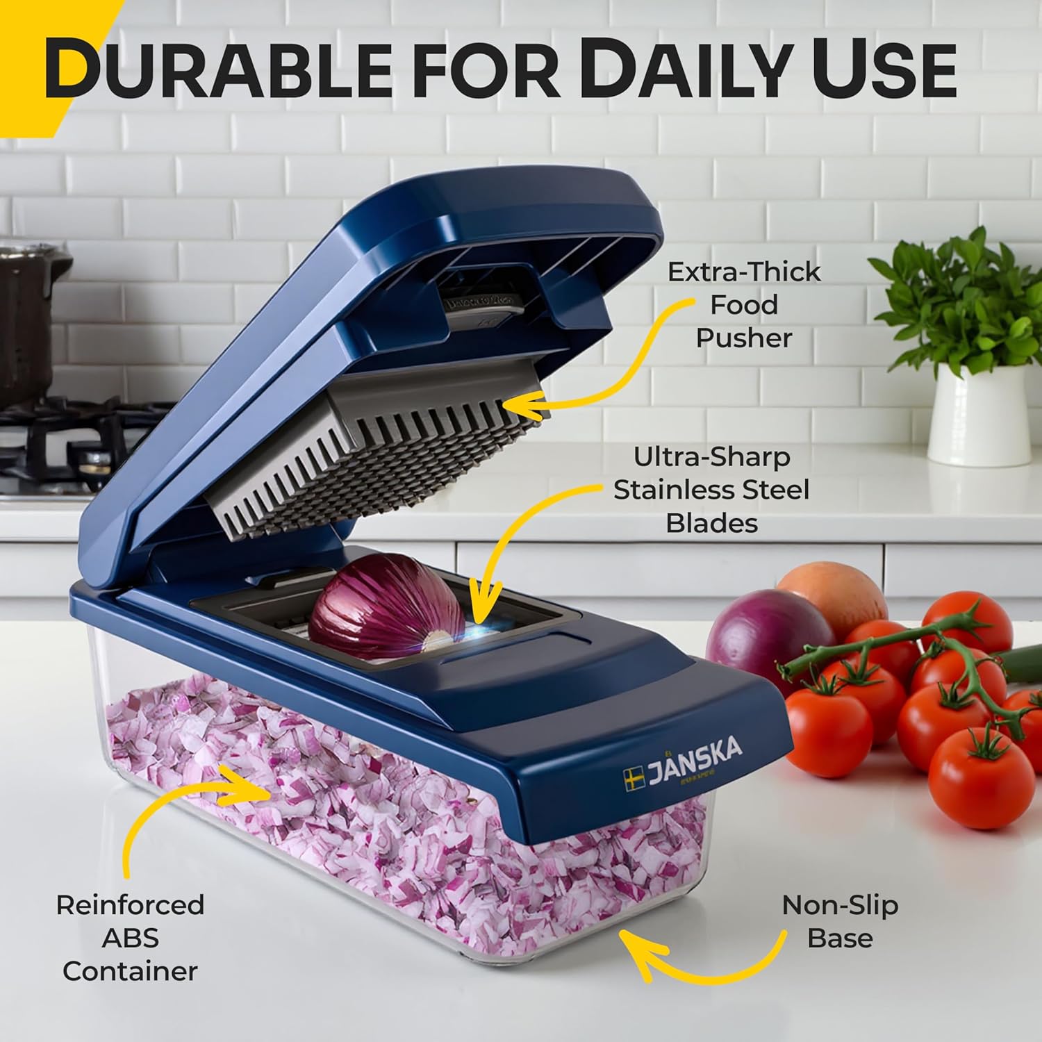 UltraChop 12-Blade Heavy Duty Vegetable Chopper - All-In-One Food Slicer & Spiralizer | Blue