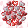 Happy Valentine's Day Balloons 20pcs Red Heart Balloons Set I Love You Balloon 18 Inch Love Balloon White and Red Heart Shaped Foil Balloon for Valentine's Day Decoration Romantic Proposal