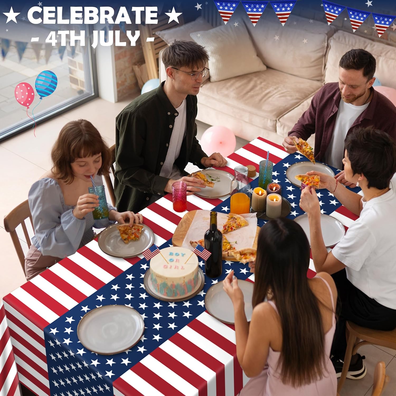 OHOME Patriotic American Flag Tablecloth - Perfect for 4th of July Celebrations | 54"x108", 2 Pack