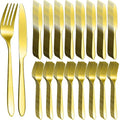 Nuenen 100 Pieces Stainless Steel forks and knives Dinner Flatware Set Tableware Cutlery for Butter Kitchen Restaurant, Dishwasher Safe (Gold,9.06 Inches, 8.07 Inches)