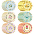 Oevbexos 48-Pack Floral Paper Plates, Tea Party Decorations, 9 Inch Disposable Floral Plates for Tea Party, Baby Shower, Bridal Shower, Birthday, Wedding and Any Celebration