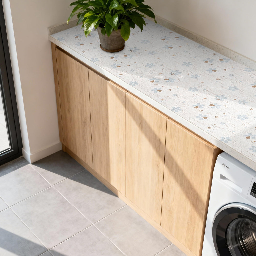 RAY STAR 18X96 Inch Shelf Liner for Kitchen Cabinets, Non-Adhesive Cabinet Liner Washable, PVC Drawer Liner for Dresser Non-Slip Bathroom (Floral)(1 Roll)