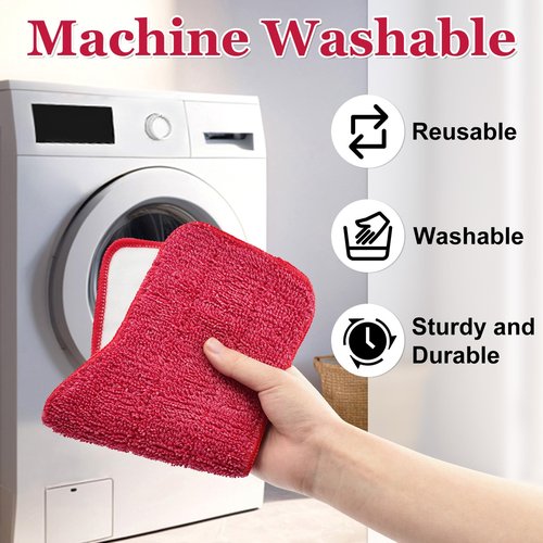 Aiyiried Microfiber Steam Mop Pads Compatible with Schenley Steam Mop Cleaner,4 Pack Steam Mop Replacement Pads for Multi Surface Floor Wet/Dry Clean,Reusable and Washable Steam Mop Accessories,Pink