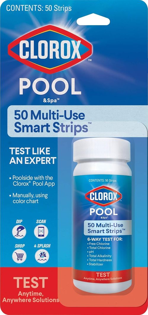 Clorox Pool&Spa My Pool Care Assistant - 50 Test Strips for Accurate Pool Water Testing