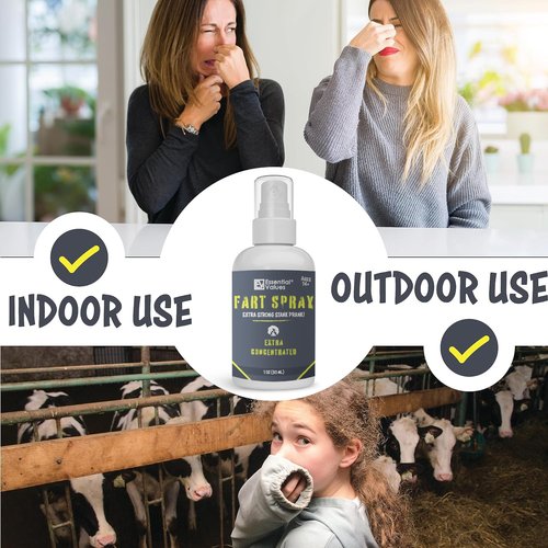 Essential Values Fart Spray for Pranks Extra Strong (1 fl oz) - Extra Concentrated Formula - Perfect Gag Gift for All | Prank Friends, Family, & Others if You Dare