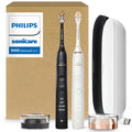 Philips Sonicare DiamondClean 9000 Electric Toothbrush - Sonic Toothbrush with App, Pressure Sensor, 12 Brushing Settings, Replacement Reminder, USB Charging Case, Black & Rose Gold, 2-Pack, HX9912/71