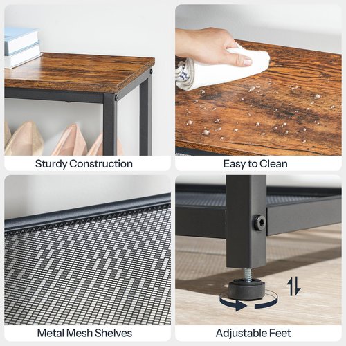 HOOBRO Shoe Bench, 5-Tier Shoe Rack Bench, Entryway Bench with Shoe Storage, Shoe Storage Organizer, 31.5" L Shoe Storage Bench for Entryway, Hallway, Space Saving, Rustic Brown and Black BF36HX01