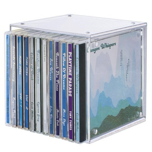 STORi Stackable Clear Plastic CD Organizers (2 Pack) Cube Jewel Case Holders Perfect for Theatre Room | Holds up to 12 CD Cases per Organizer | Made in USA