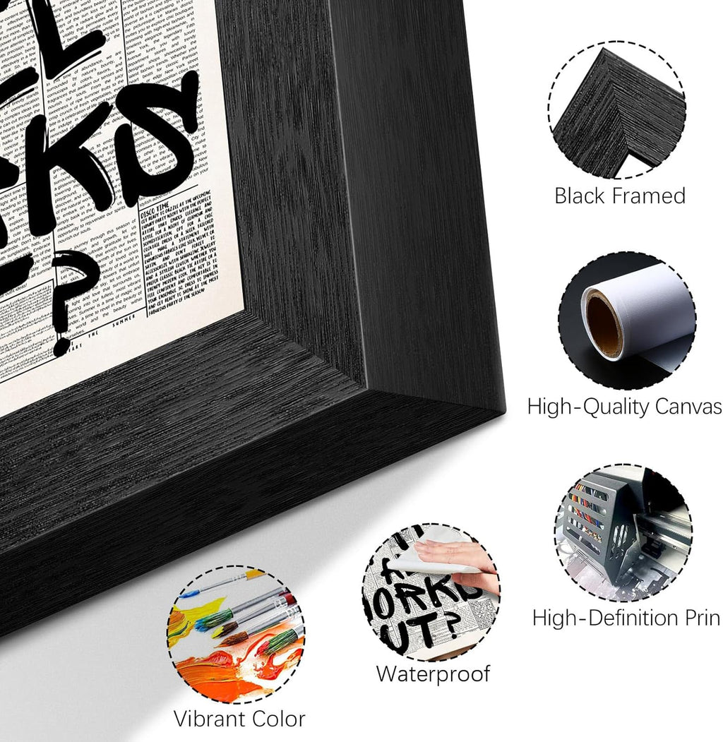 Skiennix 8X10 Inch Black Frame | Inspirational "What If It All Works Out" Canvas Wall Art