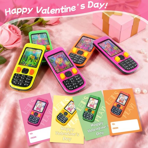 Ppotyo 24 Pcs Valentine’s Day Handheld Water Game Toys with Cards for Kids Water Ring Toss Games Party Favors School Gifts Exchange Classroom Prizes Goodie Bag Stuffers for Boys and Girls