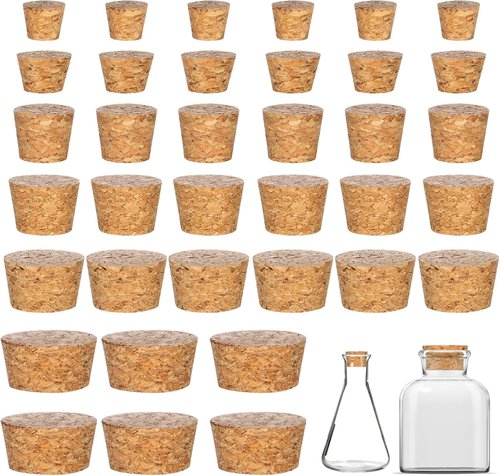 30 Pcs Cork Stoppers, Wooden Corks for Crafts, Bottle Corks Wood Color Straight Cylinder Stoppers Replaceable Wine Bottles Cork Stopper for Making Beer Crafts DIY Projects Home Decor, 6 Sizes
