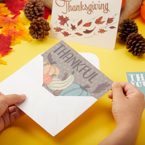 JOYIN 36Pcs Thanksgiving Cards Turkey Thank You Greeting Gift Pumpkin Cards for Fall Autumn Holiday Parties Celebrations, Harvest Wedding Dinner
