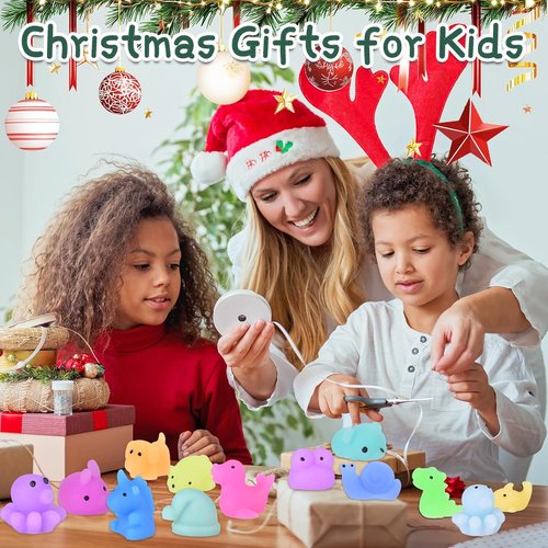 LEEHUR Kawaii Squishies - 100PCS Mini Stress Relief Fidget Toys for Kids' Party Favors | Includes Storage Bag