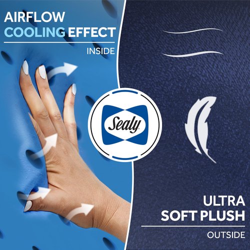 Sealy, Infused-Gel Hooded Travel Pillow with Airflow Memory Foam, Tailored Just for You with Contoured Support, The Ultimate Rest for Flights, Rides, and Your Home, Blocks Cold Drafts, Navy