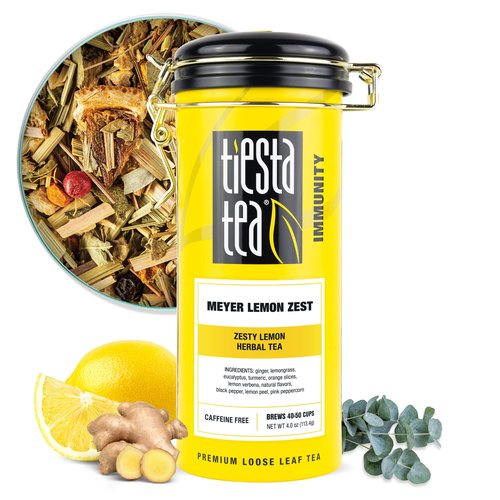 Tiesta Tea - Meyer Lemon Zest, Loose Leaf, Zesty Lemon Herbal Tea, Premium Non-Caffeinated Blend, Makes Hot or Iced & Up to 50 Cups, 4oz Refillable Tin