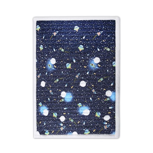 Lush Decor, Navy Universe Sherpa Throw-Outer Space Stars Galaxy Planet Rocket Pattern Reversible Blanket-60” x 50, 60" x 50", 16T003038