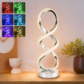 Adebime Modern Spiral RGB Table Lamp, Touch Dimmable Bedside Lamp, 7 Colors 10 Light Modes Spiral Design Table Lamp, Unique Nightstand Lamp for Living Room, Bedroom, Cool Lamps, Silver