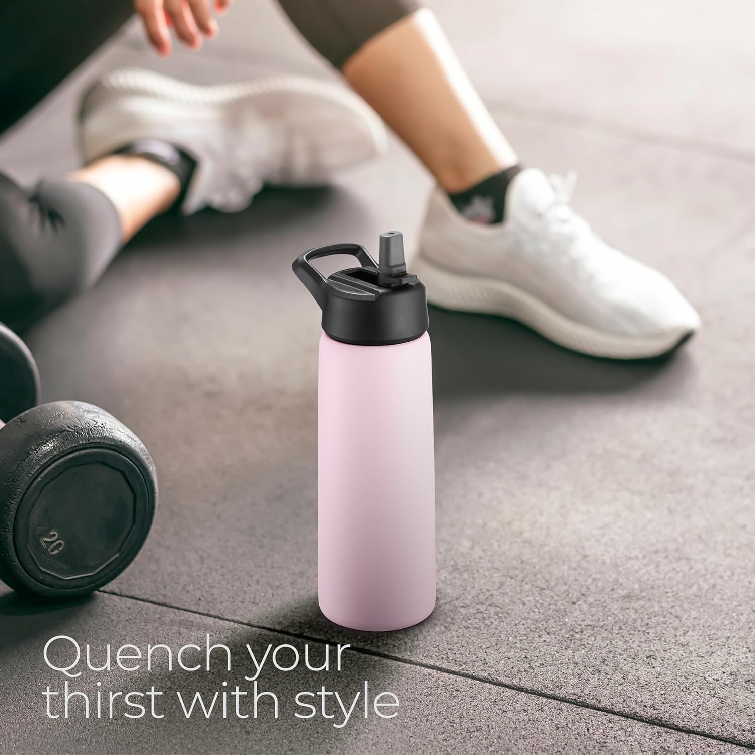 SIPX™ Insulated Water Bottle - 25 oz Leakproof Stainless Steel | Keeps Drinks Cold for 24 Hours & Hot for 12 Hours - Light Pink