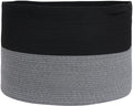 Cottonphant 24" x 24" x 17" Max Size Large Cotton Rope Basket, Extra Large Storage Basket, Woven Laundry Hamper, Cloth Storage Bin, for Blankets Clothes Towels Pillows in Living Room, Black/Grey Mix
