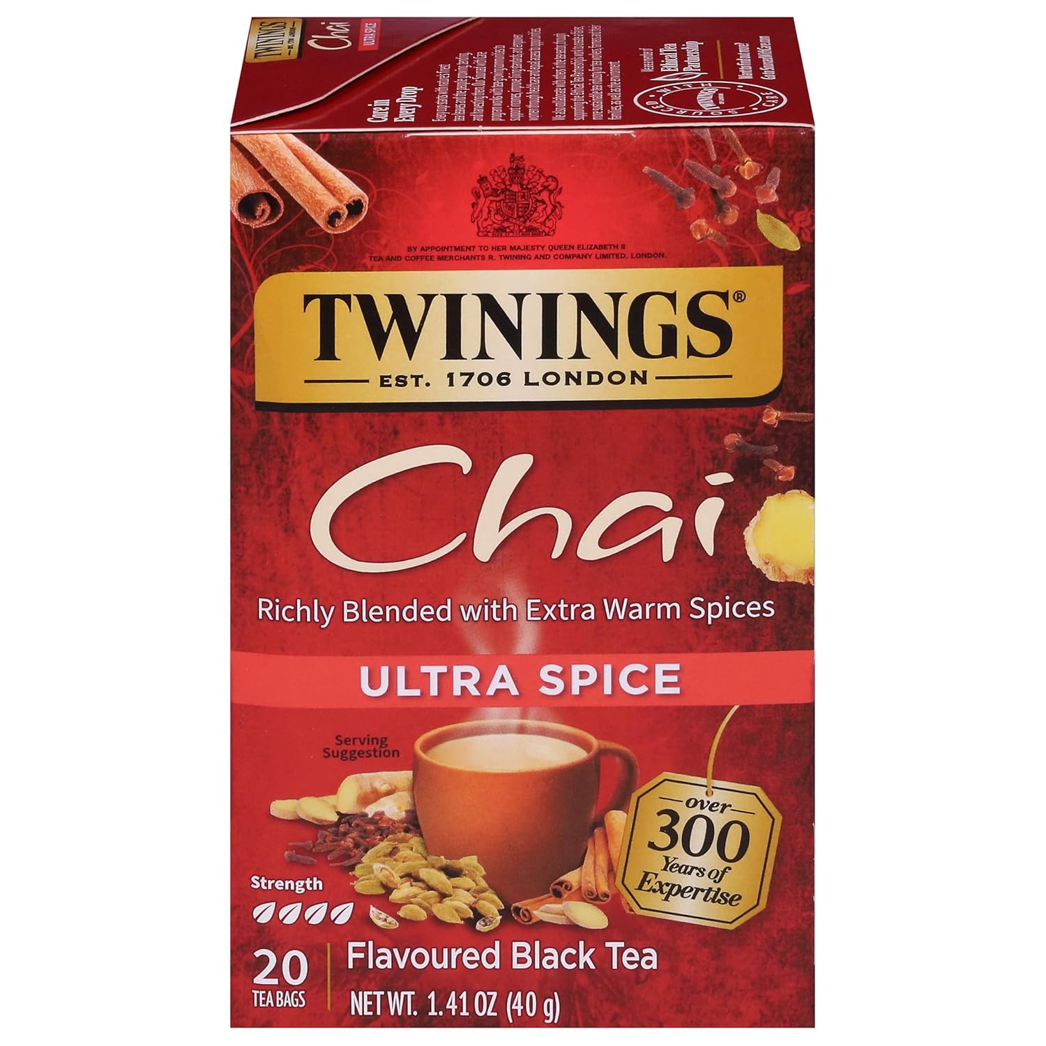 Twinings Ultra Spice Chai Tea - Rich Flavor Blend | 1.41 oz, 20 Tea Bags