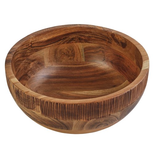 Fitz and Floyd Caleb Acacia Wood Salad Serve Bowl, 11 Inch, Brown (Pack of 2)
