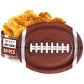 50Pcs Large Football Oval Plates 10"x12" Heavy Duty Football Food Plates Disposable Football Food Tray for Football Theme Party Supplies Sports Event Game Tailgate Carnivals Birthday Party Decorations