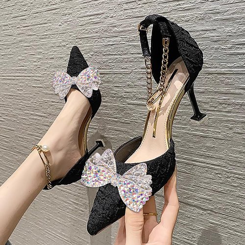 KOOBOOK Sparkly Rhinestone Bow Shoe Clips - Fashionable Shoe Decorations (2 Pcs) for a Dazzling Look