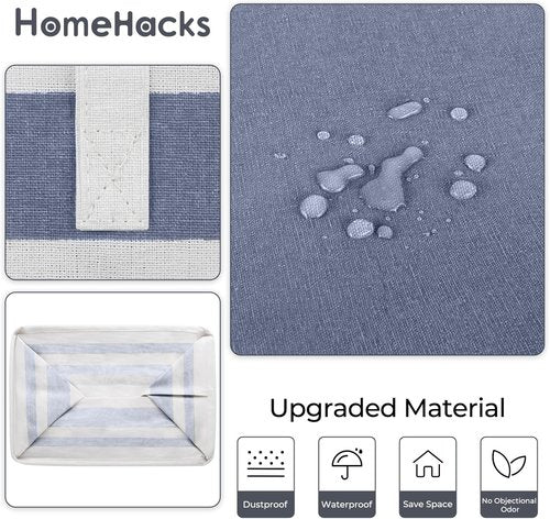 HomeHacks Large Waterproof Laundry Baskets - Collapsible Hampers with Reinforced Handles | 88L, Blue & Pink