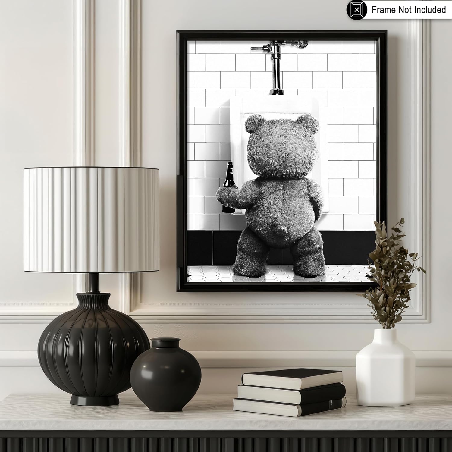 Poster Master Funny Teddy Bear Print - Humorous Wall Art Gift for Movie Fans | Black & White - 8x10 Unframed