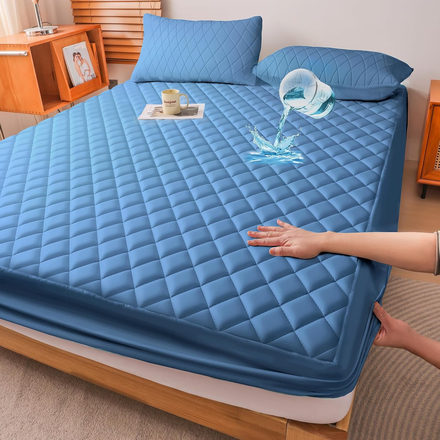 WESLEEPER Waterproof Mattress Protector - Super Soft & Breathable Bed Cover | Twin Size, Blue
